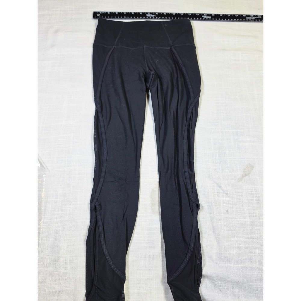 Athleta Womens XXS Black Mesh Panel Cutout High Rise Activewear Leggings